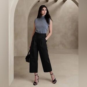 NWT Banana Republic Barrel Chino Pants Pleated Black Size 2